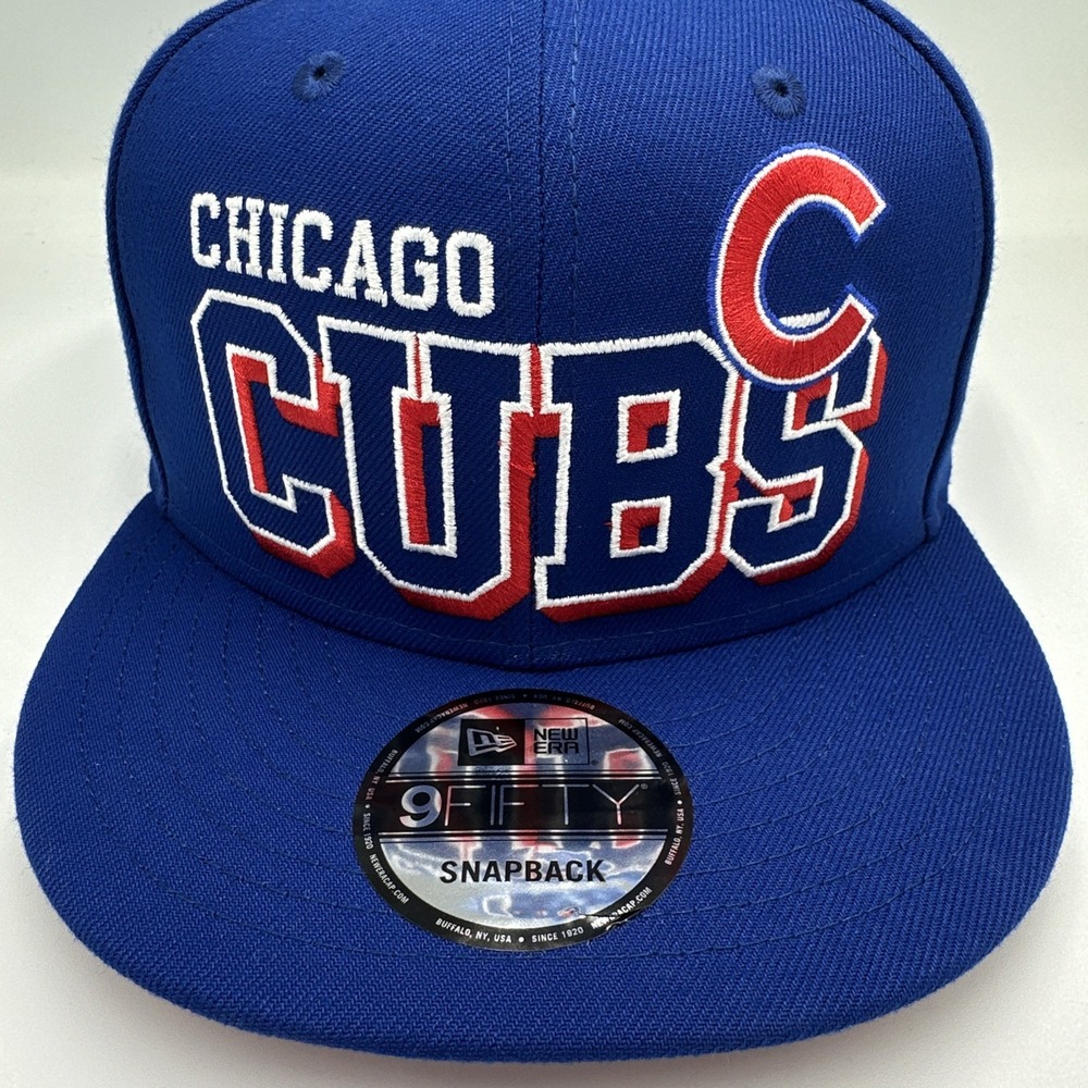 New Era Chicago Cubs Snapback Hat Mens OSFM Blue 9FIFTY MLB Game Day Cap NEW - Picture 3 of 8